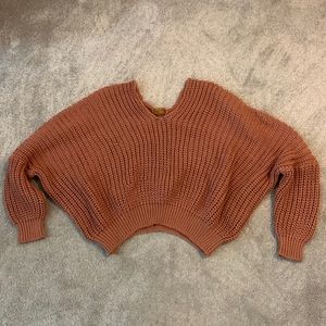 One Size, Cropped Rust Pink Sweater